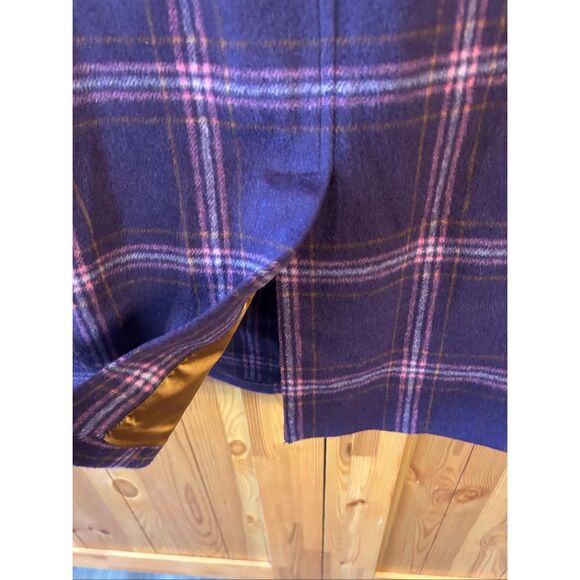 Isaac Mizrahi Lined Wool Blend Button Up Purple Plaid Coat Size Small (5543) - Picture 9 of 9